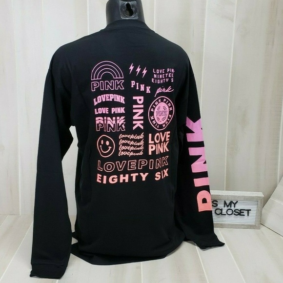 PINK Victoria's Secret Tops - PINK Victoria's Secret Campus Tee M Black Shirt